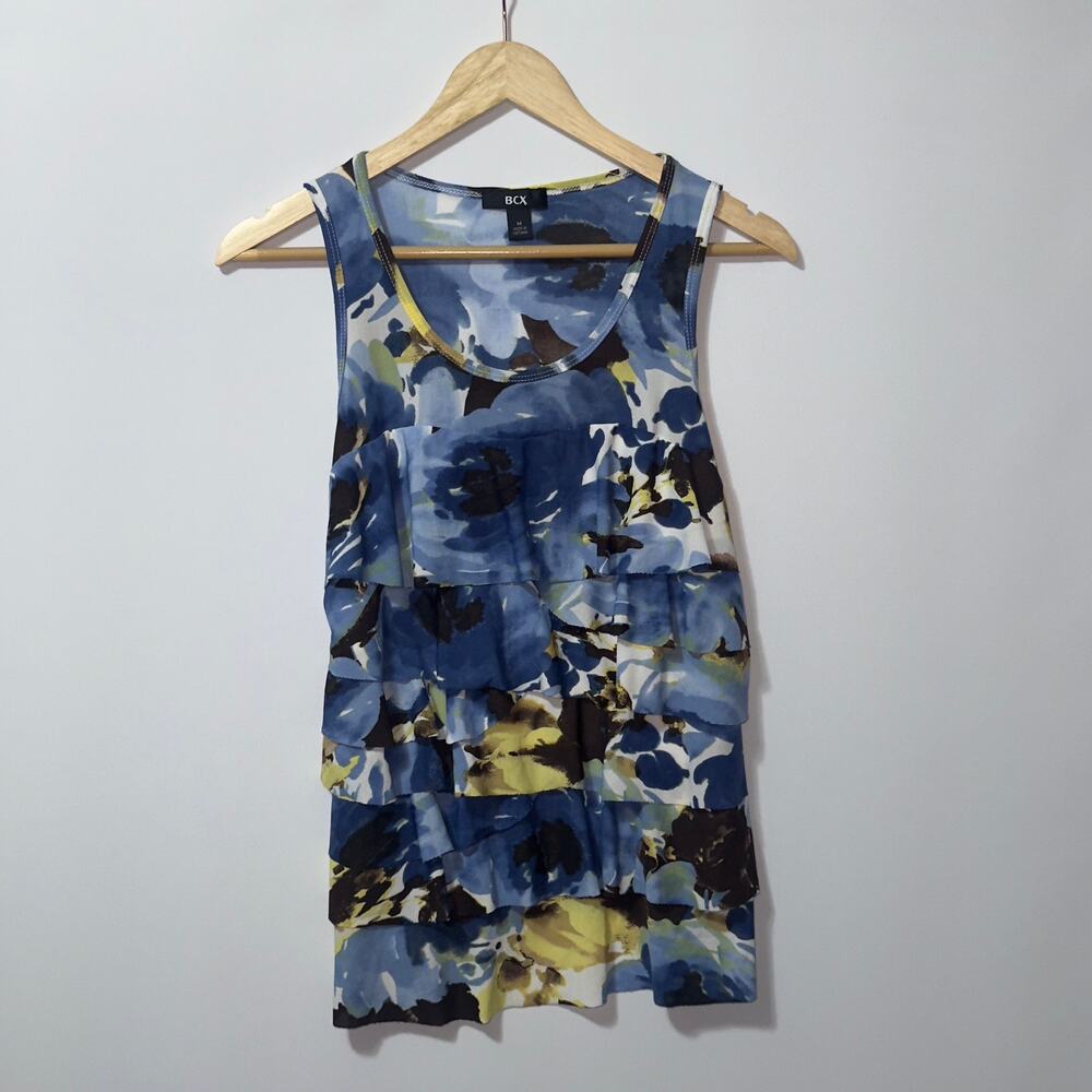BCX blue + yellow tank top women’s size medium